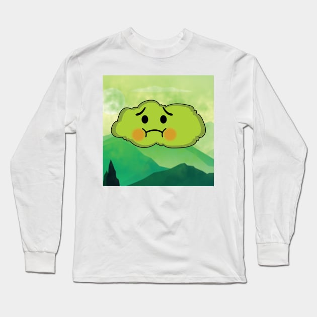 Fantasy Green Cloud With Nausea Face Long Sleeve T-Shirt by AqlShop